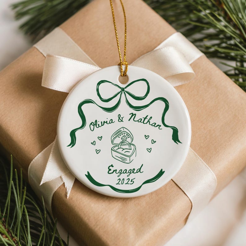 Engaged Ornament Engagement Gift Engagement Ornament Couples Ornament Engagement Announcement Wedding Gift Christmas Engagement Baubles