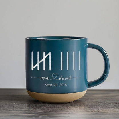 Personalized 9 Year Anniversary Engraved Pottery Mug Engagement Gift, Wedding or 9 Year Anniversary Keepsake, Pottery Anniversary Gift