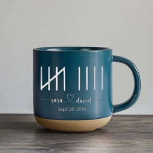 Personalized 9 Year Anniversary Engraved Pottery Mug Engagement Gift, Wedding or 9 Year Anniversary Keepsake, Pottery Anniversary Gift