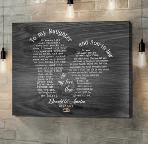Personalized Daughter And Son In Law Wedding Gift, Gift For Daughter On Wedding Day, Gift For Groom From Mother Of Bride, Wedding Wall Art