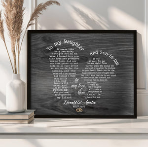 Personalized Daughter And Son In Law Wedding Gift, Gift For Daughter On Wedding Day, Gift For Groom From Mother Of Bride, Wedding Wall Art