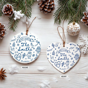 Custom Wedding Ornament, Personalized Wedding Gift with Names, Date & Location Ornament for Bride and Groom, Christmas Gift, Engagement Gift