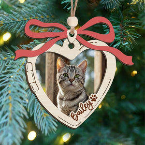 Personalized Pet Portrait Photo Ornament, First Christmas Ornament Gift for Pet Lover Gift, Custom Forever Loved Memorial Dog Cat Ornament