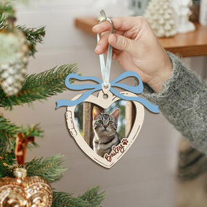Personalized Pet Portrait Photo Ornament, First Christmas Ornament Gift for Pet Lover Gift, Custom Forever Loved Memorial Dog Cat Ornament