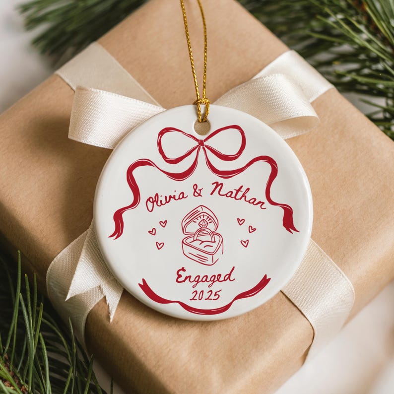 Engaged Ornament Engagement Gift Engagement Ornament Couples Ornament Engagement Announcement Wedding Gift Christmas Engagement Baubles