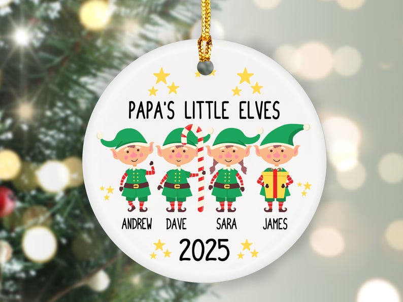 Grandpa's Little Elves Ornament, Grandpa Christmas Ornament, Personalized Grandkids Names, Grandpa Ornament, Gift For Grandfather