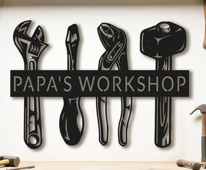 Custom Metal Shop Sign, Personalised Workshop Sign for Dad PaPa, Garage Sign,Mechanic Gifts,Man Birthday Gifts for Him Men Husband Boyfriend