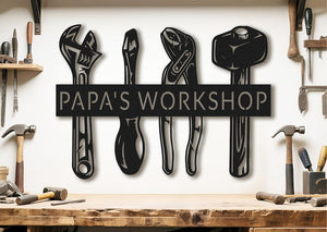 Custom Metal Shop Sign, Personalised Workshop Sign for Dad PaPa, Garage Sign,Mechanic Gifts,Man Birthday Gifts for Him Men Husband Boyfriend