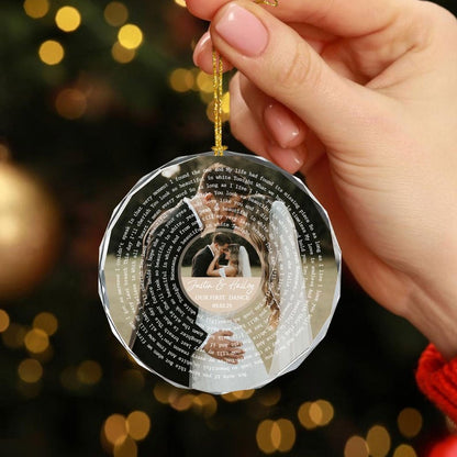 Personalized Song Lyrics Ornament, Custom Wedding Photo Glass Ornament, Couple First Christmas Married Ornament, Wedding Anniversary Gift
