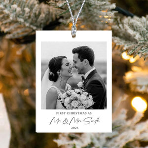 Our First Christmas Married Ornament 2025, Custom Photo Ornament, Christmas Ornaments Personalized, Newlywed Gifts, Mr & Mrs Ornament Gift