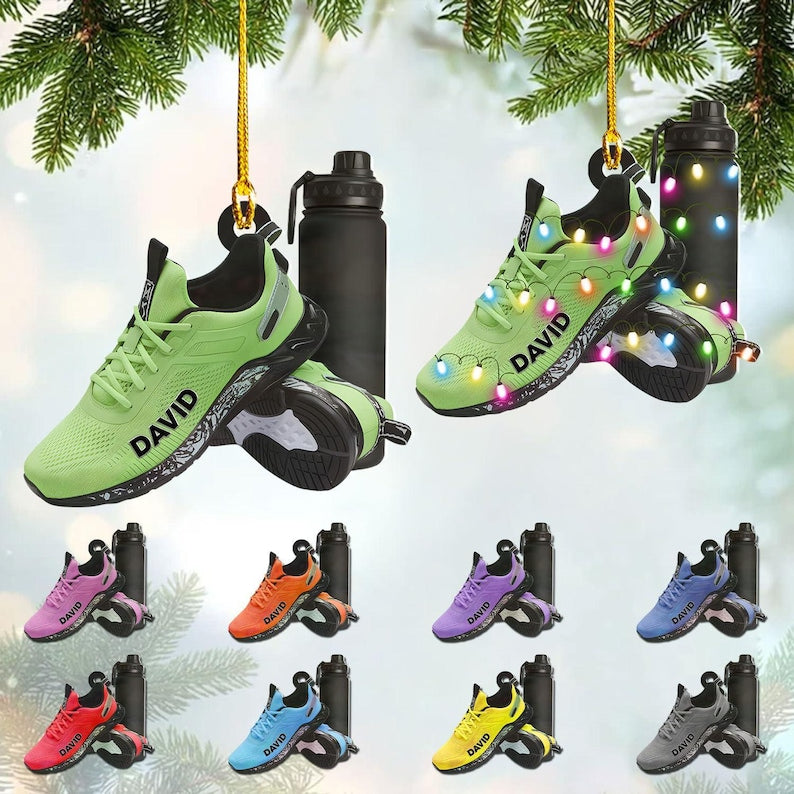 Custom Runner Shoes Christmas Ornament, Custom Marathon Ornament, Running Christmas Ornament, Gift For Runner, Marathon Christmas Ornament
