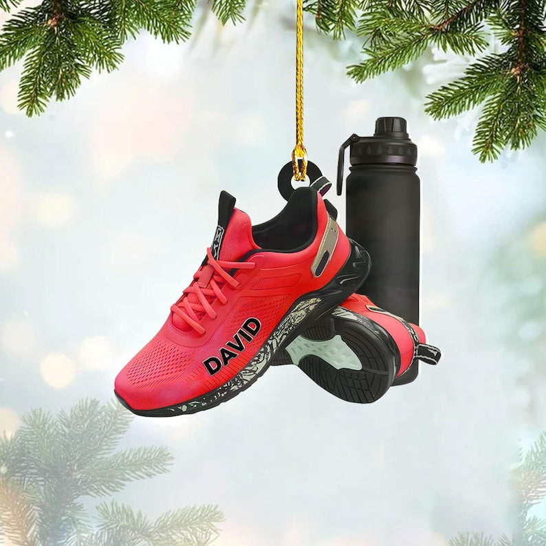 Custom Runner Shoes Christmas Ornament, Custom Marathon Ornament, Running Christmas Ornament, Gift For Runner, Marathon Christmas Ornament