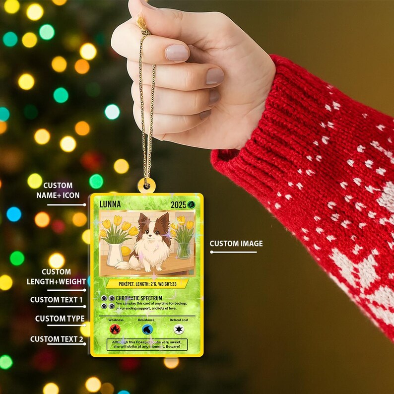 Custom Poke Pet Acrylic Card Trading Cards Anniversary Poke Gift, Pet Photo Hologram Ornaments, Poke-Style Collectible with Photo
