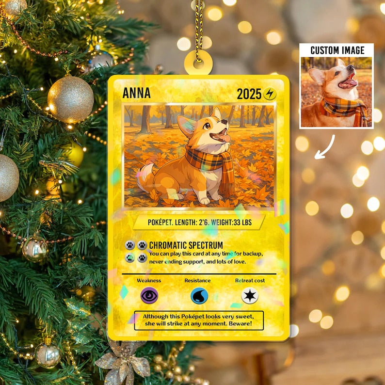 Custom Poke Pet Acrylic Card Trading Cards Anniversary Poke Gift, Pet Photo Hologram Ornaments, Poke-Style Collectible with Photo