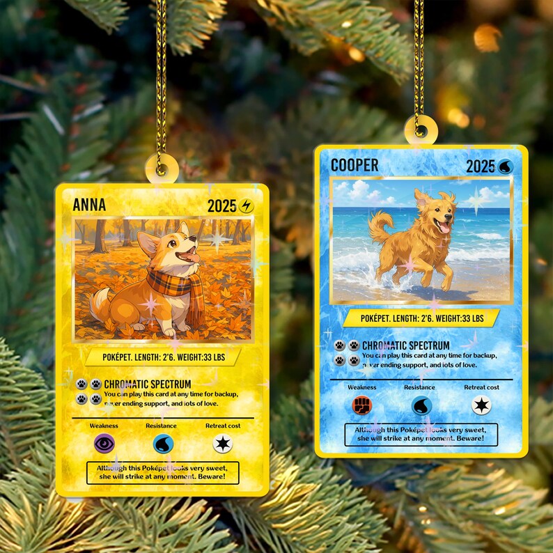 Custom Poke Pet Acrylic Card Trading Cards Anniversary Poke Gift, Pet Photo Hologram Ornaments, Poke-Style Collectible with Photo