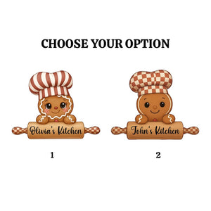 PERSONALIZABLE Kitchen Wooden Sign, CUSTOM Gingerbread Chef Rolling Pin Wall Hanging, Cute Bakery Decor, Christmas Gift for Friends & Family