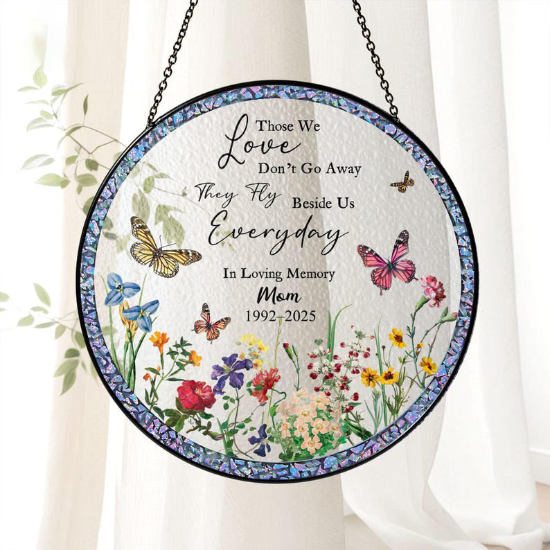 Custom Memorial Stained Glass Suncatcher,Loss Of Dad Sympathy Gift,In Memory of Mom Memorial Ornament,Loss of Mom Ornament,Remembrance Gifts Mother's Day Gift