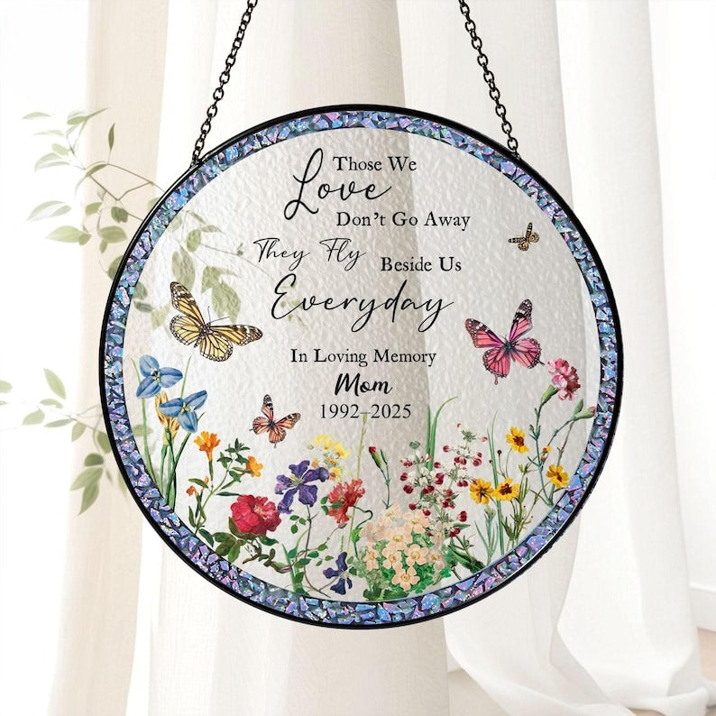 Custom Memorial Stained Glass Suncatcher,Loss Of Dad Sympathy Gift,In Memory of Mom Memorial Ornament,Loss of Mom Ornament,Remembrance Gifts