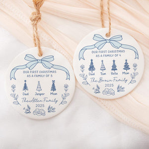 Personalised First Christmas As a Family of 2/3/4/5 Christmas Bauble, Family Tree Christmas Bauble, 2025 Family First Christmas Ornament