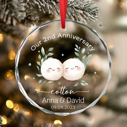 Second Wedding Anniversary Ornament, Cotton Wedding Anniversary Gift,Anniversary Gift, 2nd Wedding Anniversary Cotton, Gift for Wife Husband
