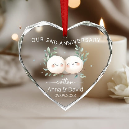 Second Wedding Anniversary Ornament, Cotton Wedding Anniversary Gift,Anniversary Gift, 2nd Wedding Anniversary Cotton, Gift for Wife Husband
