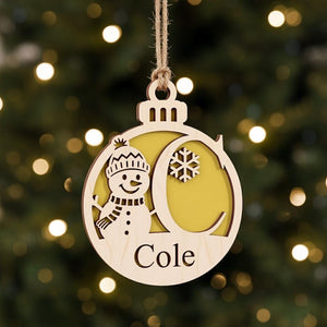 Christmas Balls Monogram, Snowman Bauble , Custom Name Ornament,Tree Ornaments