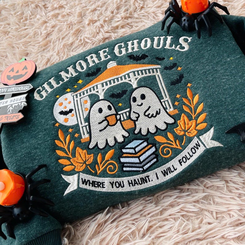 Gilmore Ghouls Embroidered Sweatshirt, Halloween Fall Vibes Crewneck, Halloween Autumn Festival Shirt, Spooky Gilmore Girls Fan Sweater il_794xN.7180513983_crko.jpg