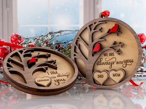Cardinal Memorial Christmas Ornament, Remembrance Gift, Personalized Sympathy Gift, Holiday Tree Ornament, Always With You, Bereavement Gift