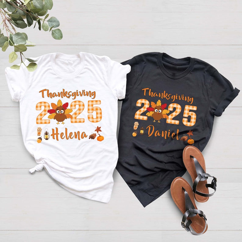 Thanksgiving Family Shirts, Turkey Matching Family Tee, Personalized Thanksgiving Group T-Shirts, Custom Cute Family Thanksgiving Shirt 2025