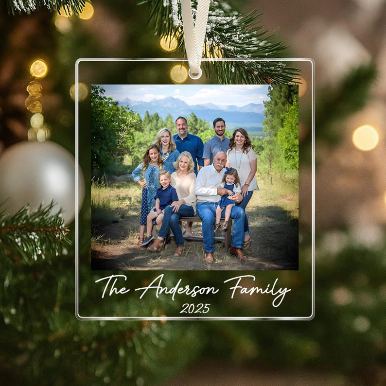 Custom Family Photo Ornament, Family Christmas Ornaments, Personalized Family Photo Keepsake 2025, Large Family Christmas Keepsake Gifts