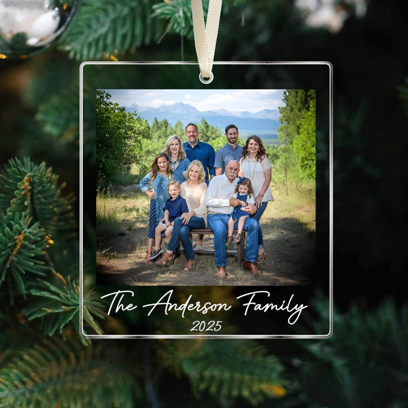 Custom Family Photo Ornament, Family Christmas Ornaments, Personalized Family Photo Keepsake 2025, Large Family Christmas Keepsake Gifts