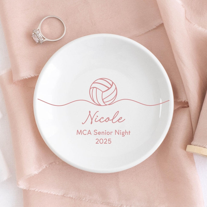 Custom Volleyball Gifts, Volleyball Senior Gifts, Volleyball Coach Gifts, Volleyball Jewelry Dish, Volleyball Team Gifts, Senior Night 2025
