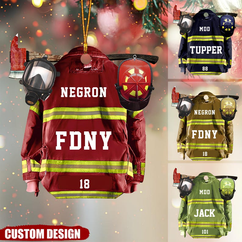 Personalized Firefighter Uniform Christmas Ornament, Gift For Firefighter, Custom Firefighter Name Ornament, Christmas Gift For Firefighter