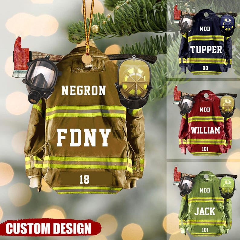 Personalized Firefighter Uniform Christmas Ornament, Gift For Firefighter, Custom Firefighter Name Ornament, Christmas Gift For Firefighter