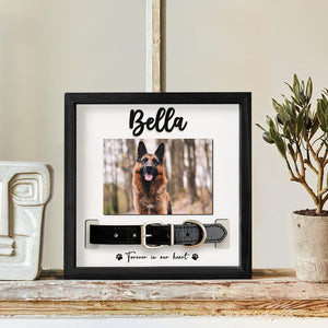 Personalized Pet Memory Frame, Dog Collar Shadow Box, Custom Pet Photo Gift, Pet Loss Sympathy Gift, Forever Loved Dog Memorial