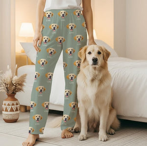 Custom Pet Face Pajama Pants Using Pet Photo + Name Personalized Dog Pajamas Custom Cat Pyjamas Dog Pjs Cat Pajamas for Women Pet Lover Gift
