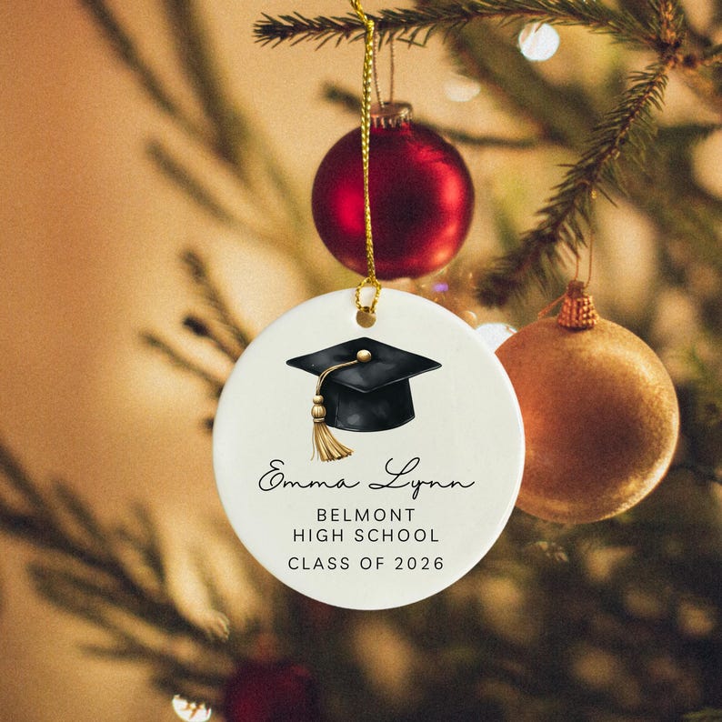 Graduation Christmas Ornament, Personalized Grad Gift, Senior High School Keepsake, Custom Christmas Ornament, Class Of 2026 Gift