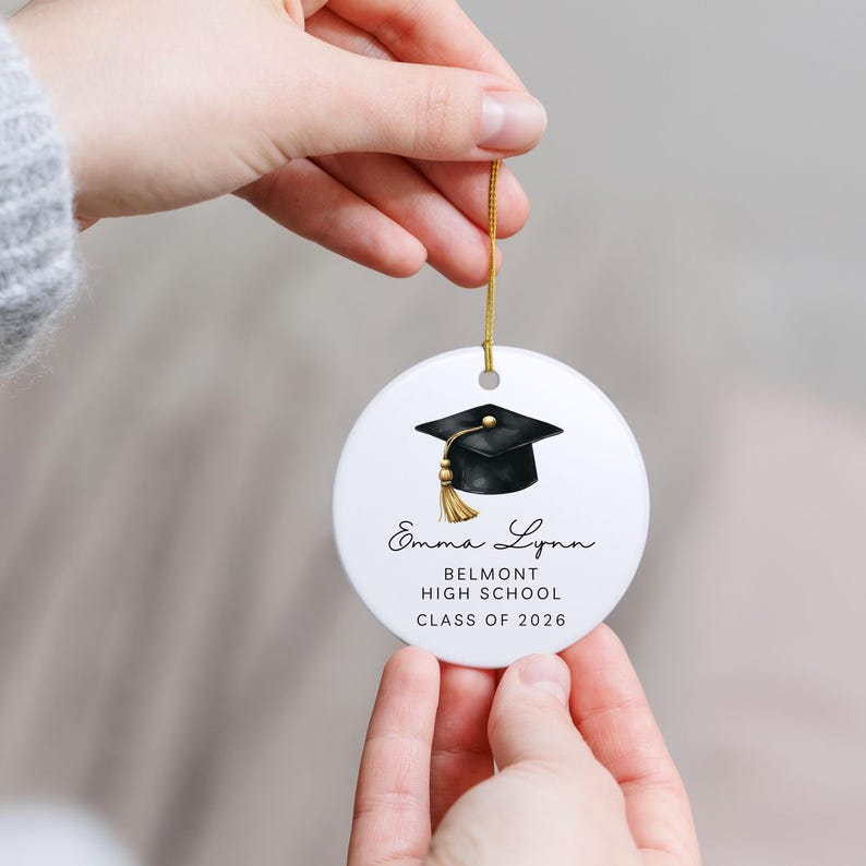 Graduation Christmas Ornament, Personalized Grad Gift, Senior High School Keepsake, Custom Christmas Ornament, Class Of 2026 Gift