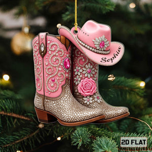 Custom 2D Flat Cowgirl Boots Acrylic Ornament, Cowgirl Christmas Ornament, Cowboy Boot Ornament, Western Ornament, CowGirl/ Cowboy Gifts