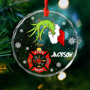 Personalized Firefighter Glass Ornament, Christmas 2025 Ornament, Custom Christmas Decoration, Gift for Fireman, Firefighter Ornament