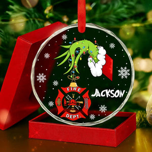 Personalized Firefighter Glass Ornament, Christmas 2025 Ornament, Custom Christmas Decoration, Gift for Fireman, Firefighter Ornament