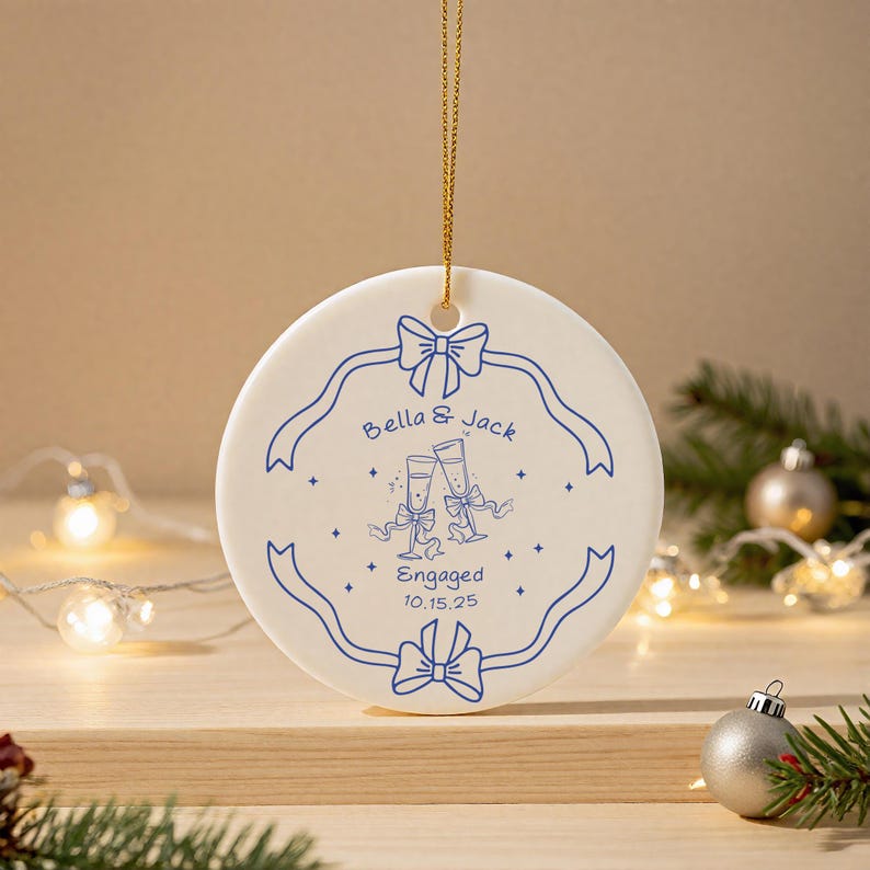 Personalized Engagement Ornament for Couples, Wedding Gift for Newlyweds, Custom Married Ornament, Anniversary Gift, Bride Gift