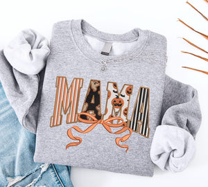 Mama Halloween Embroidered Sweatshirt, Spooky Season Mom Shirt, Coquette Mama Shirt, Fall Mama Sweatshirt, Fall Gift for Mothers