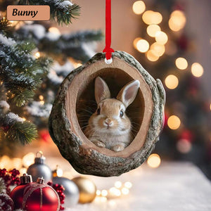 Animal 2D Flat Ornament, Rabbit Sleeping, Dog Ornament, Baby Animal Christmas Ornament, Xmas Gift for Animal Lover, Christmas Gift