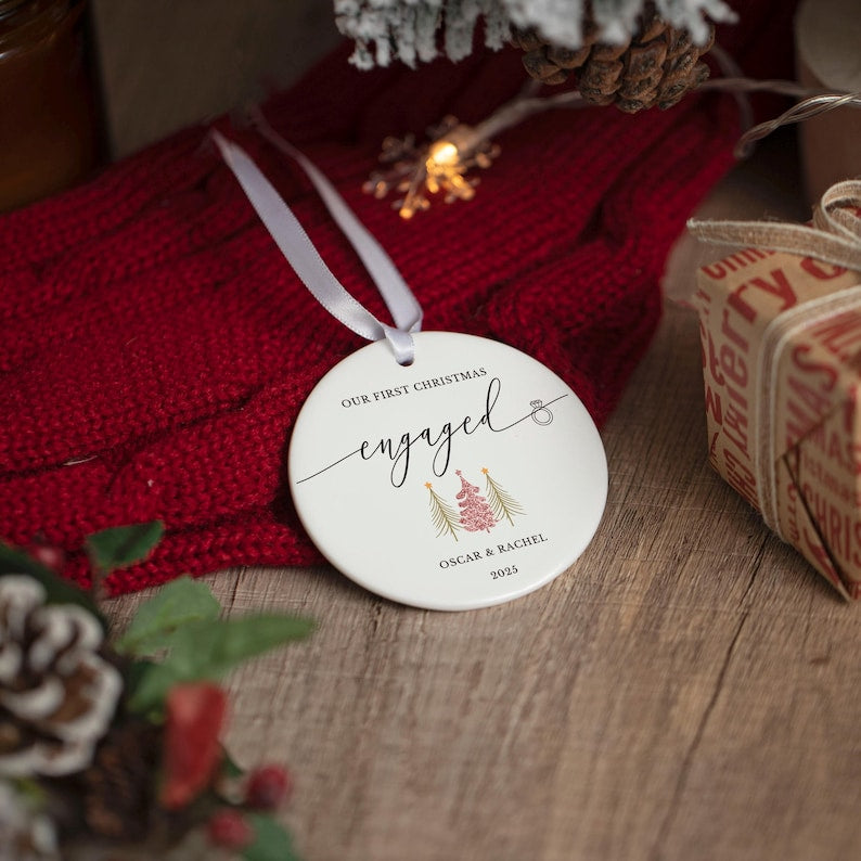 First Christmas Engaged Ornament,Engagement Gifts Ornament, 1st Christmas Engaged Baubles, Keepsake Gifts,Gifts for Couple,Gift for Newlywed