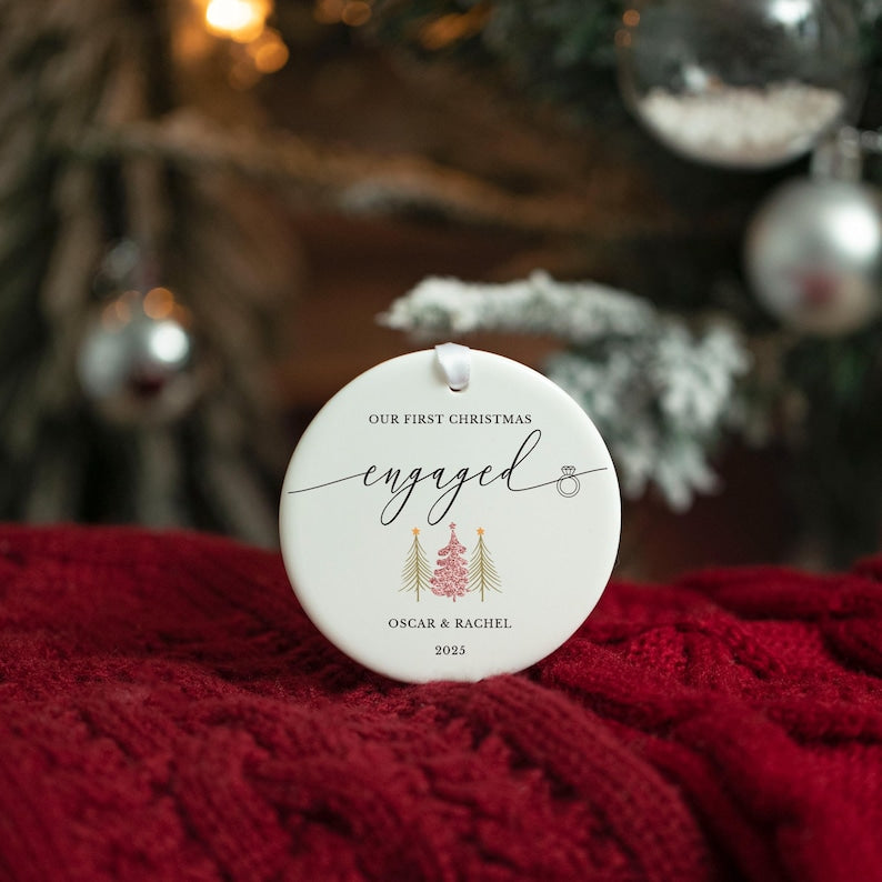 First Christmas Engaged Ornament,Engagement Gifts Ornament, 1st Christmas Engaged Baubles, Keepsake Gifts,Gifts for Couple,Gift for Newlywed