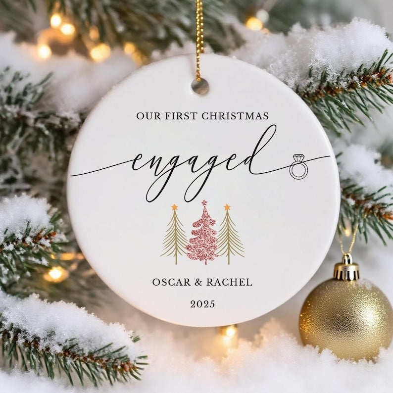 First Christmas Engaged Ornament,Engagement Gifts Ornament, 1st Christmas Engaged Baubles, Keepsake Gifts,Gifts for Couple,Gift for Newlywed