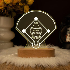 Personalized Baseball Glover LED Night Light, Custom Baseball Night Lamp, Gift for Baseball Player, Sports Decor, Kids Bedroom Decor Light