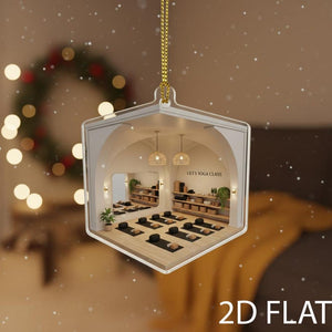 Yoga Studio 2D FLAT Christmas Ornament, Personalized Yoga Teacher Xmas Gift, Meditation Class Holiday Decor, Wellness Ornament for Yogis