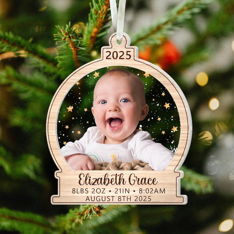 Personalized Baby's First Christmas Ornament 2025: Custom Photo Keepsake